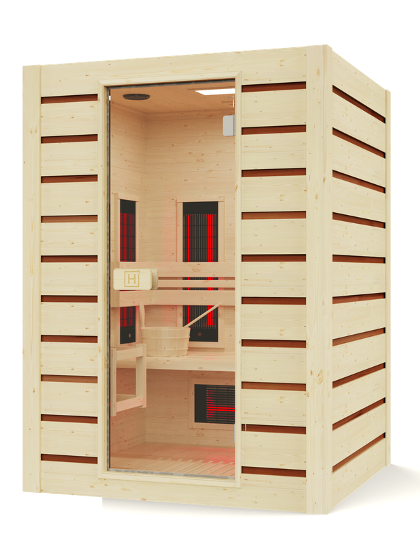 Sauna Holl's Hybrid Combi Infrarosso E Vapore 2 posti Doppia Tecnologia Fornello da 3,5 kW HL-HC02PK