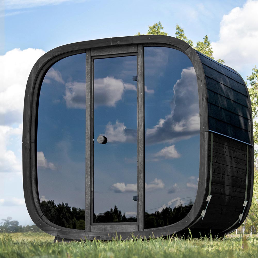 Sauna a Vapore Holl's da esterno Onyxia con frontale in vetro Cod. HL-SSBLK160-FG