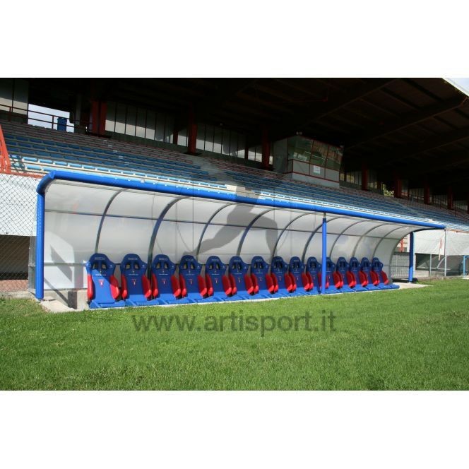 Panchina allenatori in alluminio con sedute in pelle Art. F 793 Lunghezza a richiesta