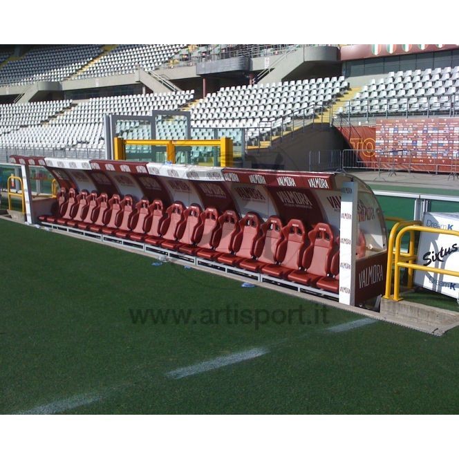 Panchina allenatori in alluminio con sedute in pelle Art. F 793 Lunghezza a richiesta