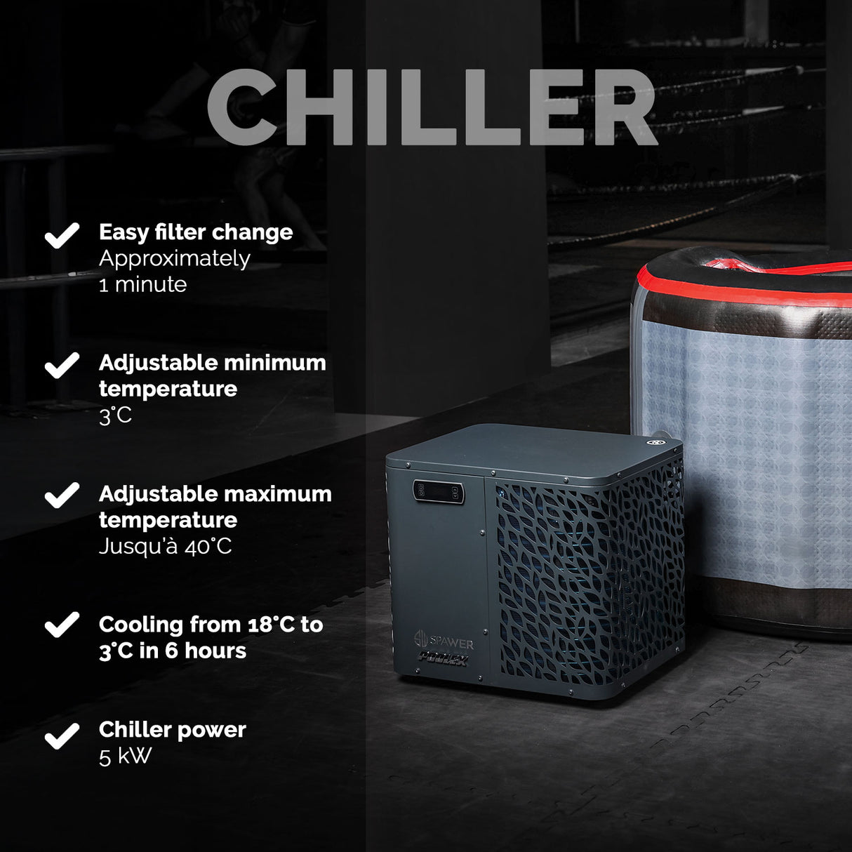 Netspa UFC IceBath Duo - Kit di raffreddamento 3-40°C Sauna Caldo / Freddo