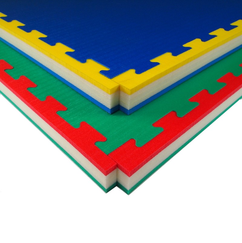 Tatami Incastro Judo Art. J50R, 100x100, 5cm. Giallo/Bianco/Blu Quantità Minima Per La Vendita 4 Moduli