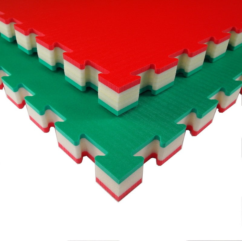 Tatami Incastro Judo Art. J50R, 100x100, 5cm. Verde/Bianco/Rosso Quantità Minima Per La Vendita 4 Moduli