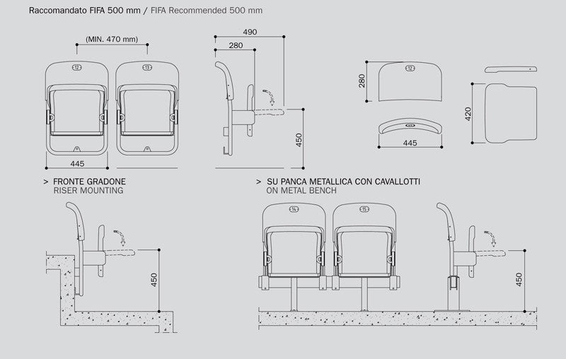 SEDUTA SEDILE OMSI M2007 sedile ribaltabile ordine minimo 1000 pz