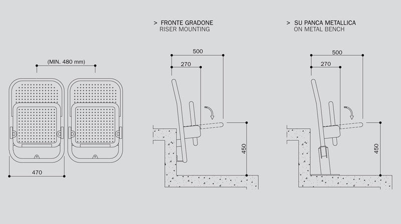 SEDUTA SEDILE OMSI MR2008 Ribaltabile ordine minimo 1000 pz