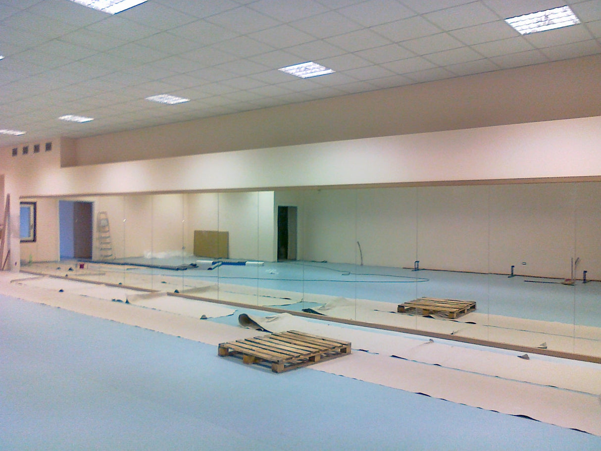 2 Specchio Danza di Sicurezza a Parete un Modulo con Battiscopa e Cornice Fermaspecchio Cm 200x100 Art. G400/b