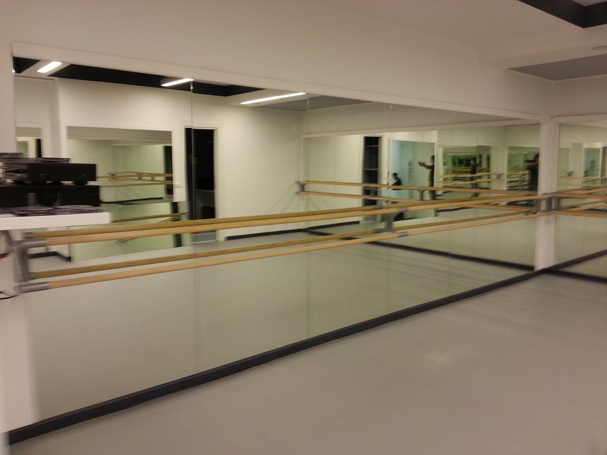 2 Specchio Danza di Sicurezza a Parete un Modulo con Battiscopa e Cornice Fermaspecchio Cm 200x100 Art. G400/b