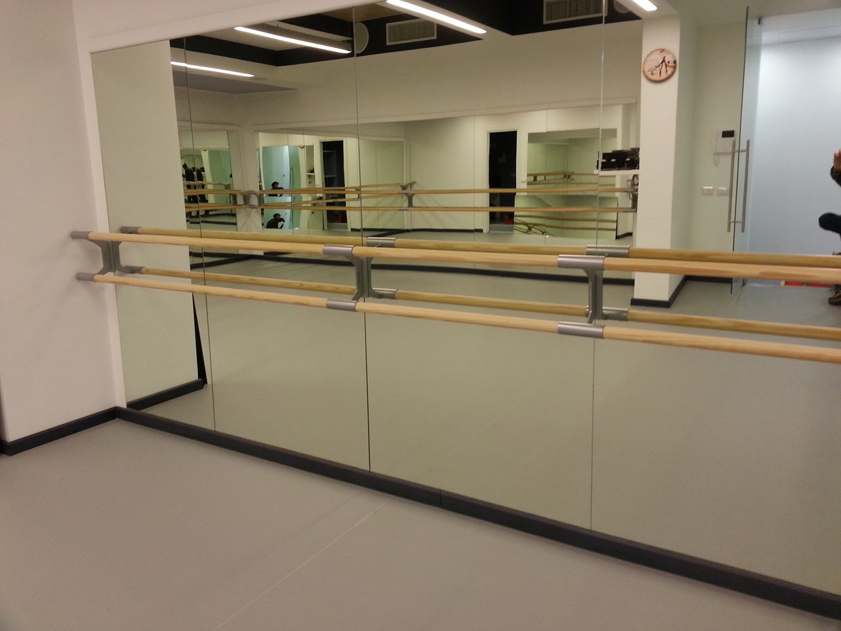 2 Specchio Danza di Sicurezza a Parete un Modulo con Battiscopa e Cornice Fermaspecchio Cm 200x100 Art. G400/b