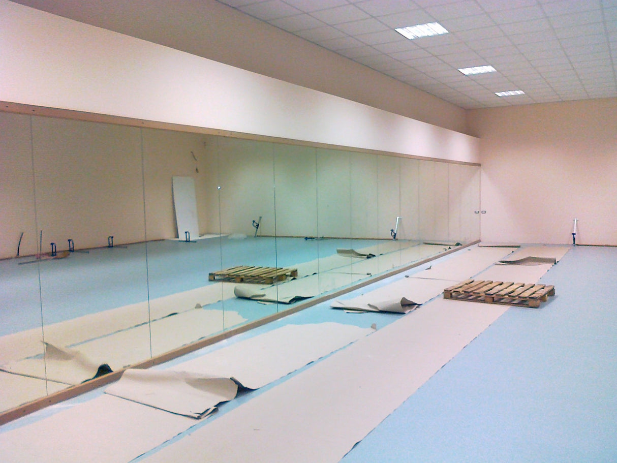 4 Specchio Danza Di Sicurezza a Parete un Modulo con Battiscopa e Cornice Ferma Specchio Cm 200x100 Art. G400/b