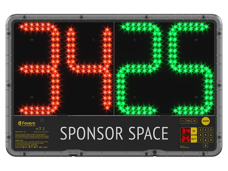 Art.292-12 - INOUT-2sP Tabellone sostituzione giocatori con visualizzazione su 2 lati e pannello sponsor superiore