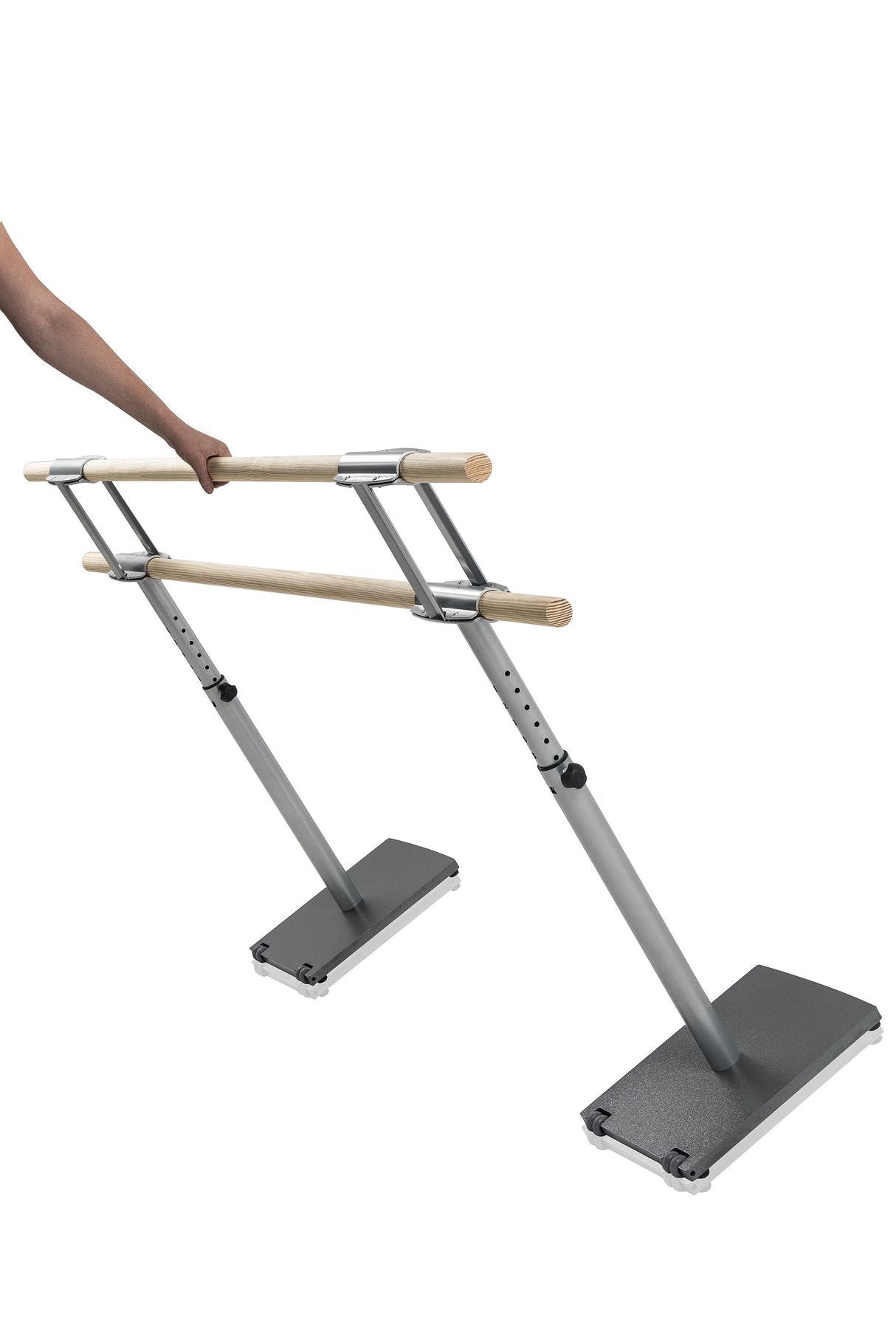 Sbarra danza mobile doppia Giselle da 4m con ruote Dinamica Ballet con altezza regolabile e 3 supporti