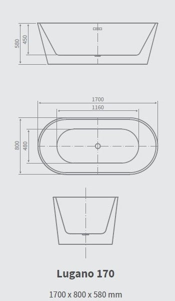 Vasca rettangolare art.LUGANO - FREESTANDING Misure:150x75x58 cm