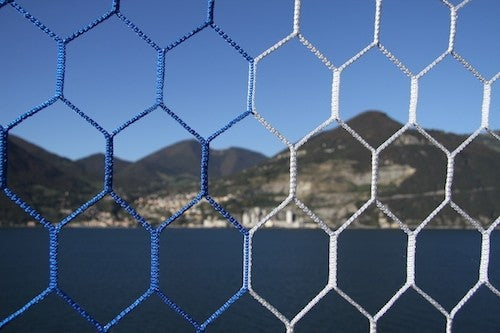 Reti Calcio in Polipropilene Art. C0028 mm. 120x6 colore BIANCO - AZZURRO