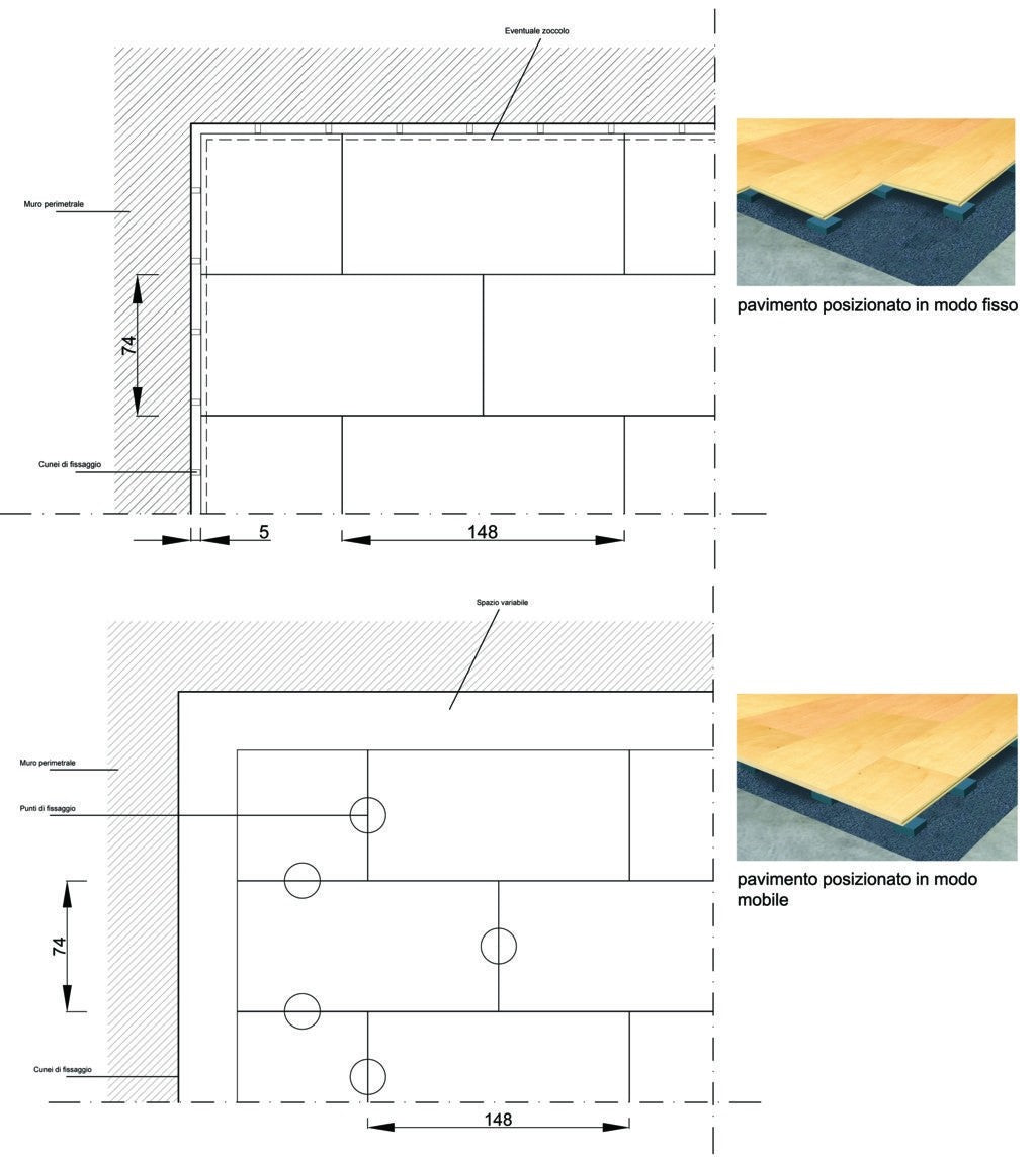 Pavimetazione DanzaFlex Technic Fisso accoppiato con tappeto PVC