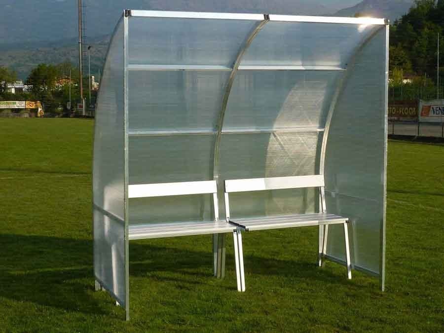 Panchina modello Light - Modulo da 1 metro copertura e seduta in doghe in legno