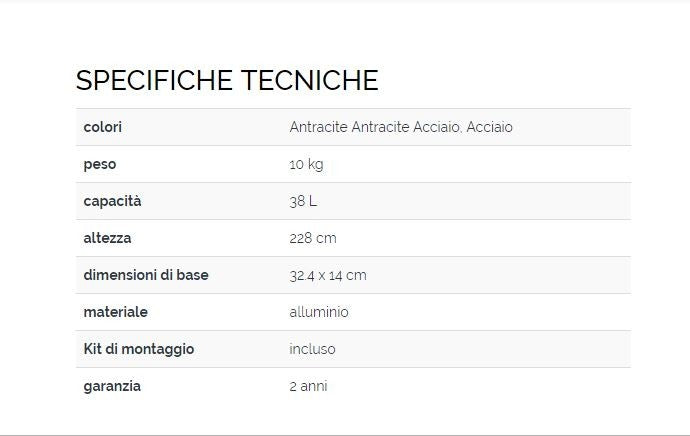 Doccia Solare Ibrida Dada Curva 40 Litri Antracite e Alluminio Spazzolato