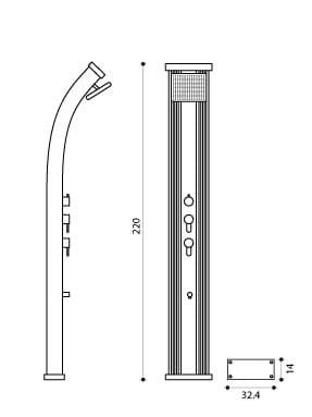 Doccia ibrida Dada Curve 40L Antracite / Alluminio spazzolato