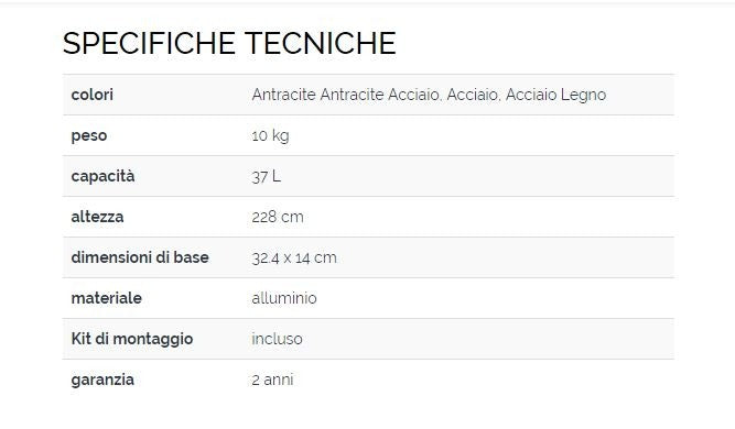 Doccia ibrida Dada Straight 40 Litri Antracite