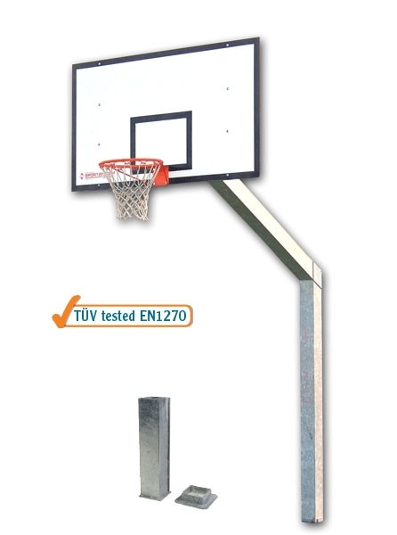 Impianto basket monotubolare di acciaio zincato, struttura con sbalzo cm 225 Art. S04030