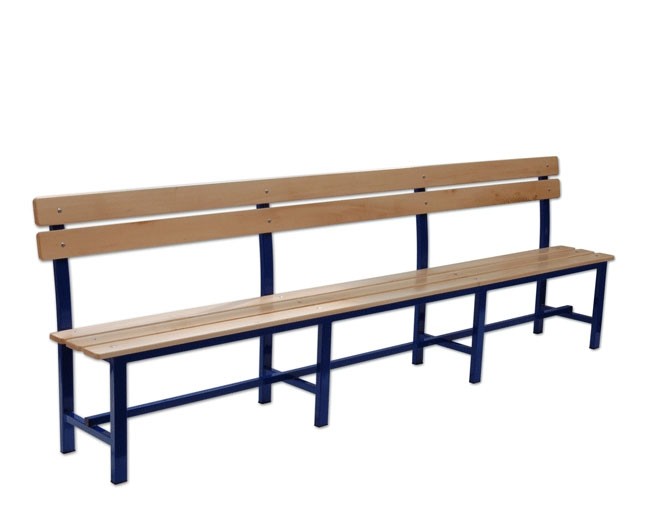 Panca riserve allenatori Art. S04254 poggia schiena, struttura acciaio verniciato doghe legno cm 300 abbinabile art S04266
