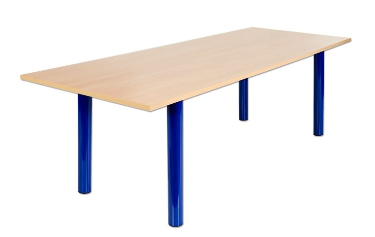 Tavolo per giuria con struttura di acciaio verniciato e piano di legno, dimensioni cm 240x90x76 Art. S04258