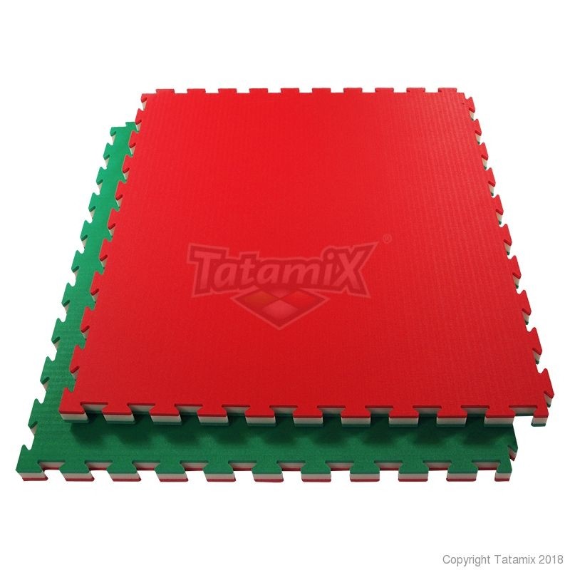 Tatami Incastro Judo Art. J40D 100x100, 4cm. Verde/Grigio/Rosso Quantità Minima Per La Vendita 4 Moduli