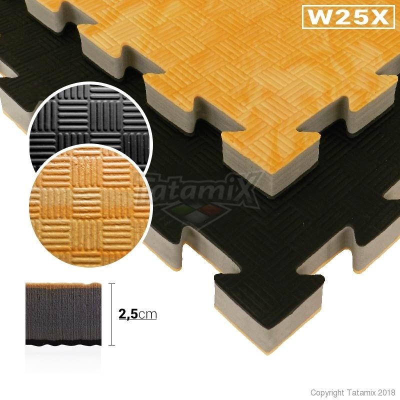 Tatami Eva Ad Incastro 100x100x2,5cm Simil Legno-Nero W25X-LN Quantità Minima Per La Vendita 6 Moduli