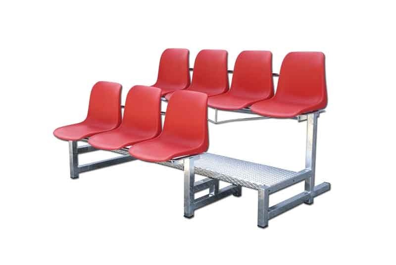 Modulo tribuna per esterno con 2 file di sedute a scocche per un totale di 7 posti Art. S07680