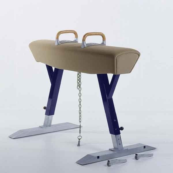 Cavallo olimpionico per volteggio, rivestito di finta pelle scamosciata, altezza regolabile S00110