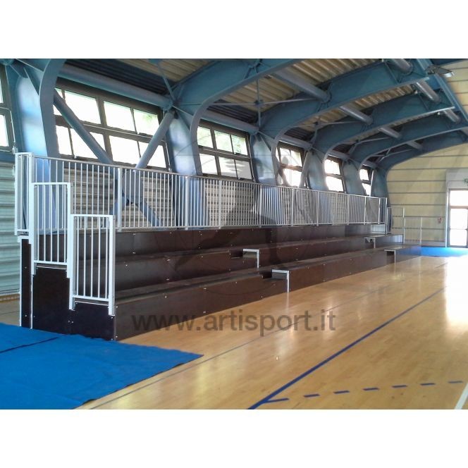 Tribuna fissa per interni Art. C7 struttura acciaio verniciato esempio 10 posti mis 340x110 cm