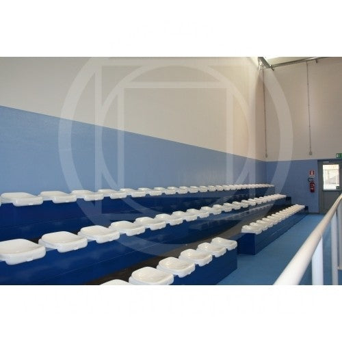 Tribuna fissa per interni Art. C7 struttura acciaio verniciato esempio 78 posti, mt 10 gradoni 4