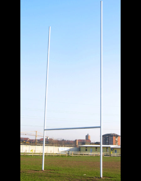 Porte Rugby regolamentari profilato alluminio sez tonda verniciate bianco con fasce rosse Art. M990/1 bis mt. 15 FT