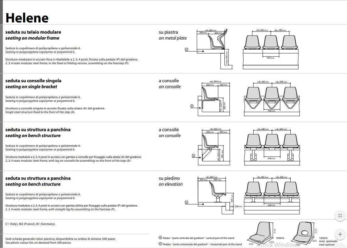 Seduta Seggiolino per panchina Helene RAL 7044 Grigio Seta
