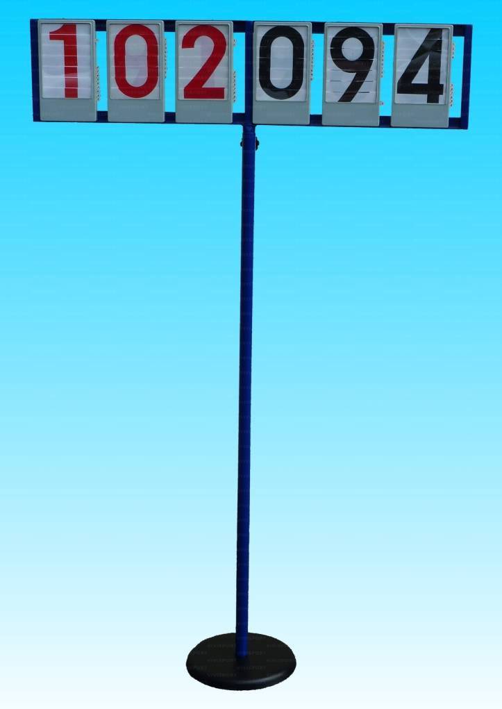 Segnapunti manuale girevole a 6 tabelle meteore, su piantana. ART. 4382