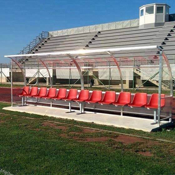 Panchina mod Standard 6m in alluminio copertura policarbonato trasparente ART 6254