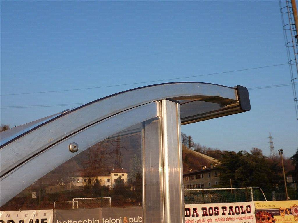 Panchina Modello Strong Da 6m In Alluminio Copertura Policarbonato Trasparente Art.6218