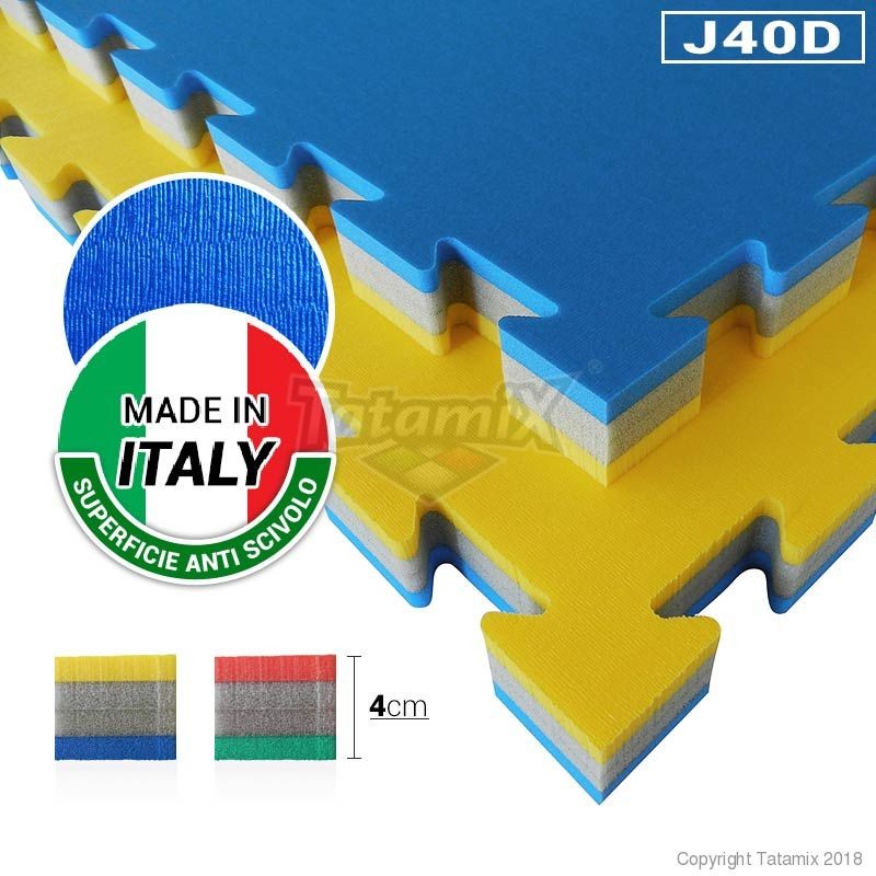 Tatami Incastro Judo Art. J40D 100x100, 4cm. Verde/Grigio/Rosso Quantità Minima Per La Vendita 4 Moduli