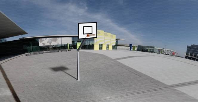 Mezzo impianto minibasket-basket monotubolare tabelloni resina sbalzo 120 cm, ART 4233