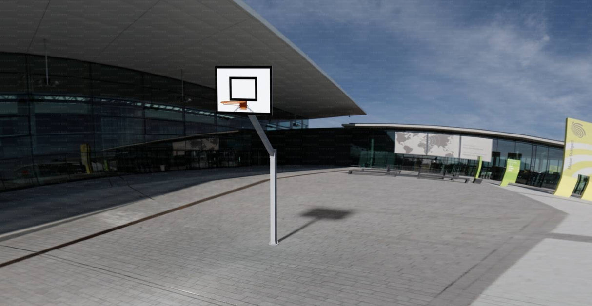 Mezzo impianto minibasket-basket monotubolare tabelloni resina sbalzo 120 cm, ART 4233