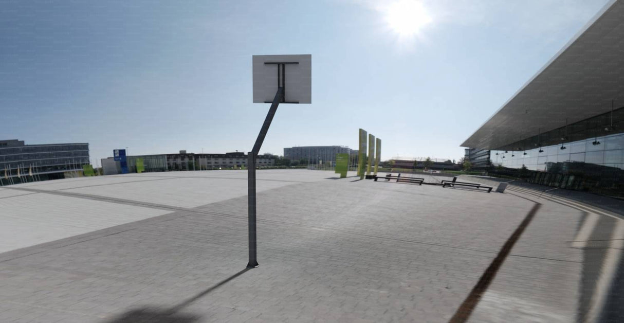 Mezzo impianto minibasket-basket monotubolare tabelloni resina sbalzo 120 cm, ART 4233