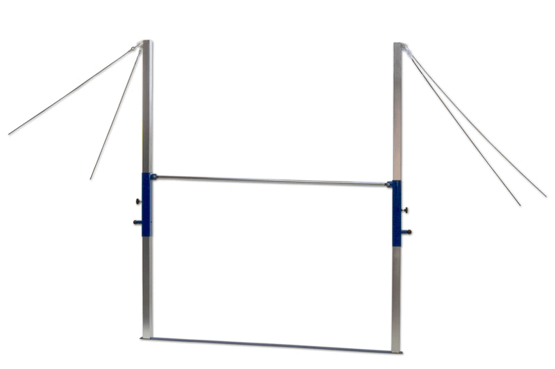 Sbarra orizzontale per volteggi regolabile in altezza, fissaggio a terra con tiranti S00252