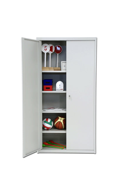 Armadio porta attrezzi di lamiera verniciata ad ante battenti con vano interno porta valori, dimensioni cm 100X45X200 S00352