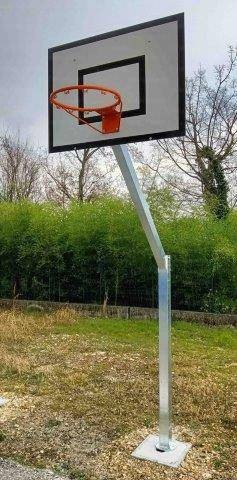 Mezzo impianto minibasket-basket monotubolare tabelloni resina sbalzo 120 cm, ART 4233