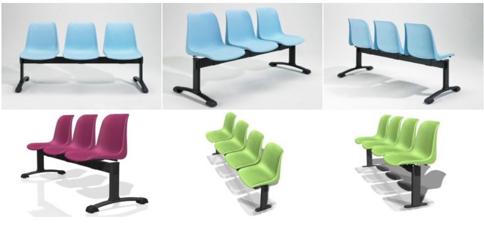 Panca Helene in polipropilene sedile imbottito non ignifugo 2 posti Art 1252NI