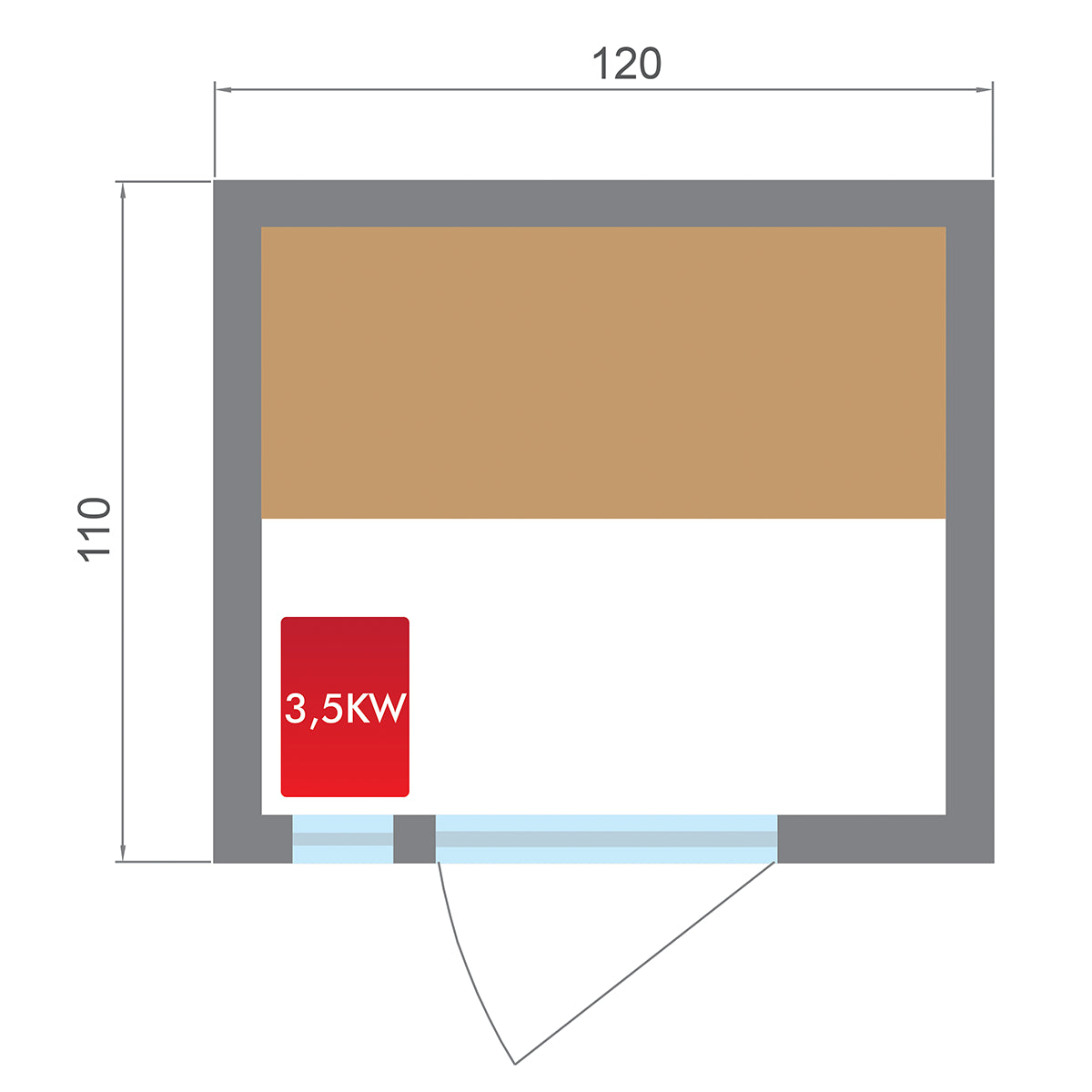 Sauna A Vapore ZEN - 2 posti Pacchetto completo - 3,5kW Cod. SN-ZEN2PK