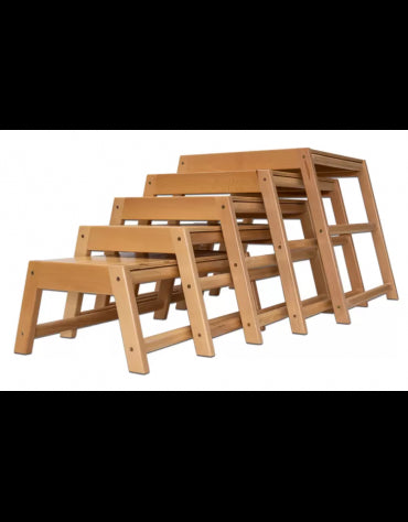 Set di 5 sgabelli in legno con dimensioni differenti per esercizi ginnici e fitness S01142