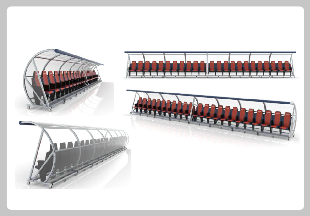 Struttura Panchina Calciatori o Arbitri su ruote esempio da mt 6,00