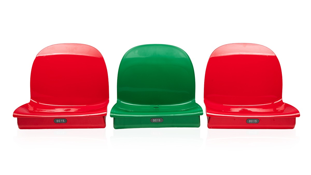 Seduta a scocca modello KUM 35cm profondità ridotta pp ignifugo. CL1 con anti UV