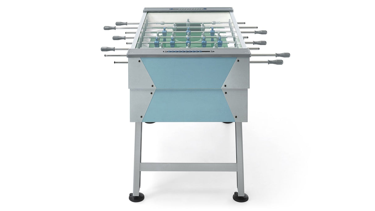 Calcio Balilla Fas Rainbow Turchese Grigio Coperto Con Vetro Aste Uscenti