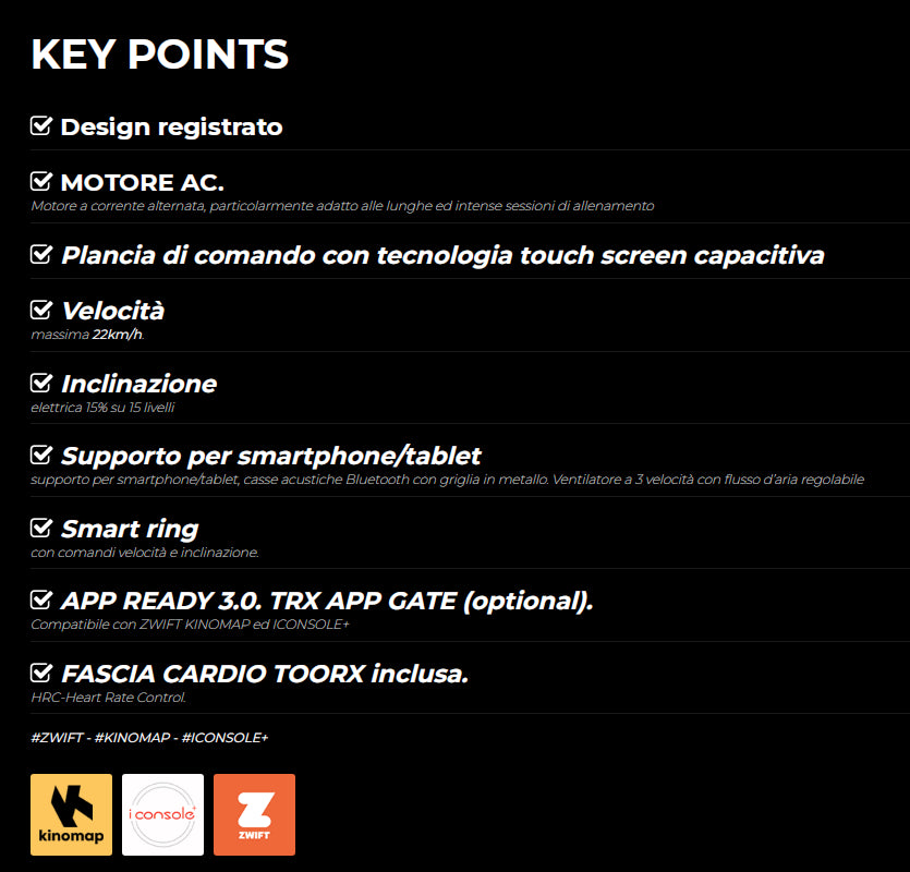 Mirage S70 HRC APP Ready 3.0 motore 4-7 (Peak) HP AC fascia cardio inclusa
